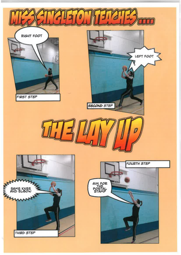 Basketball Lay-Up Cartoon Strip Worksheet