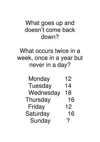 World Math Day Riddles and Muddles | Teaching Resources