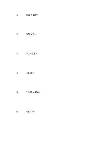 Vital Resource: KS2 SATs Arithmetic Practice Paper 1 for 2016