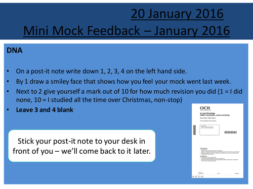 Sociology H580 / H180 Mini-Mock - OCR Template, Class Support and Mark Scheme