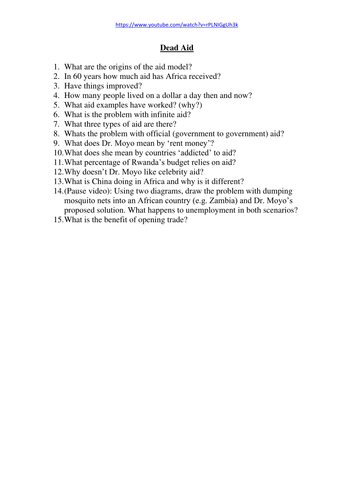 Development Economics - Dead Aid 