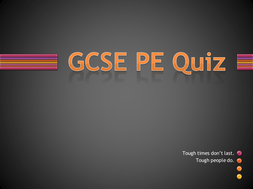 GCSE PE Quiz suitable for all specs. Ideal for fun lesson/revision. Ready for immediate use.