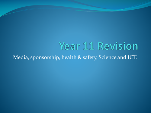 PE Revision on media, sponsorship, H&S, science and ICT. Ready for immediate use