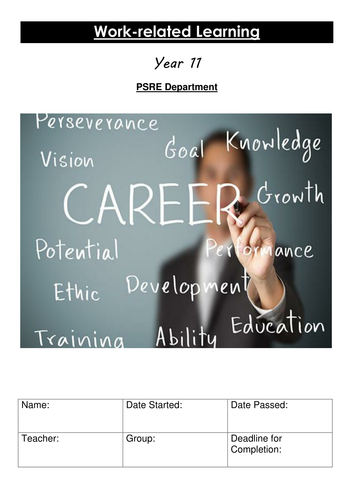 KS4 Work related Learning Workbook Careers Employment
