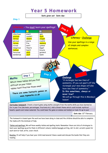 Fun and funky homework template used for KS2 children yours to customize! 