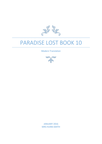 Modern Translation of Paradise Lost Book 10