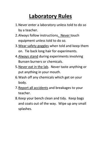 Year 7 First Science lesson : Lab safety by BushraHayat - Teaching