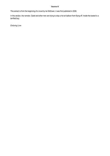 Sample paper for AQA Paper 1: Creative reading and writing: Enduring Love