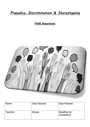 KS3 prejudice Discrimination Stereotyping Workbook