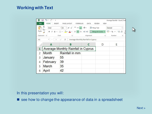 Spreadsheets - Working with Text