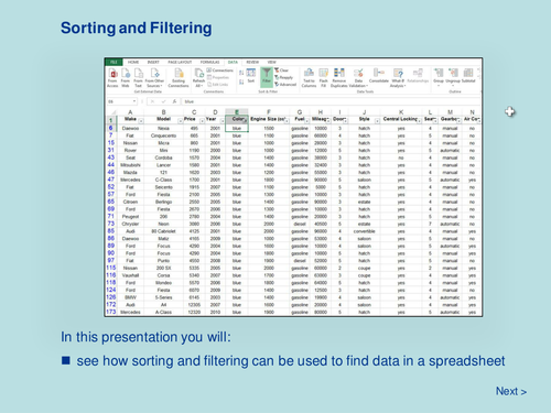 Spreadsheets - Sorting and Filtering