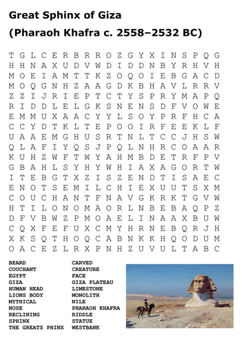 Great Sphinx of Giza Word Search