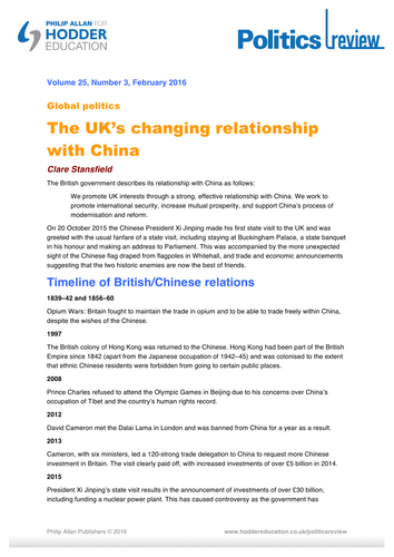 UKs changing relationship with China