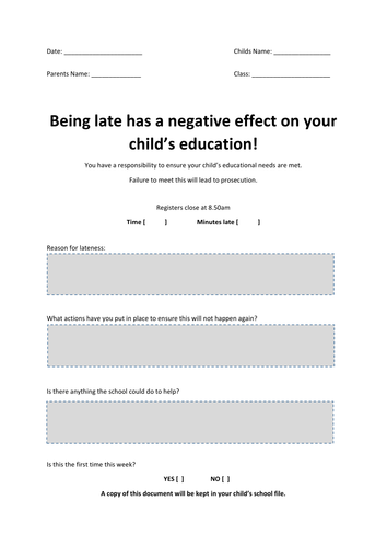 Parents Late Slip