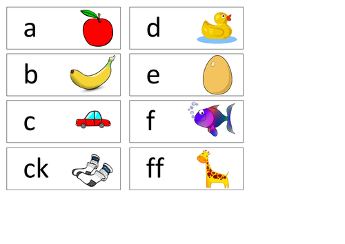 phonics sheet with sounds and matching pics teaching resources