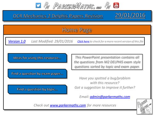 OCR Mechanics 2 (M2) Revision (Big Exam Style Questions PowerPoint)