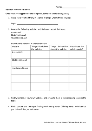 Science revision website evaluation