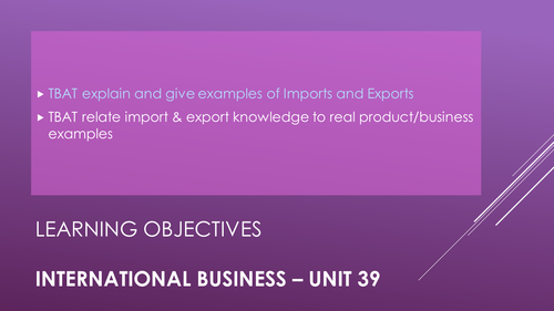 International Business - Imports & Exports