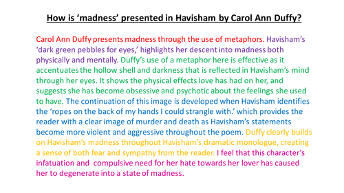 Havisham by Carol Ann Duffy PEE help