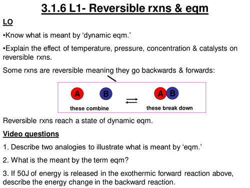 Equilibria at AS Level