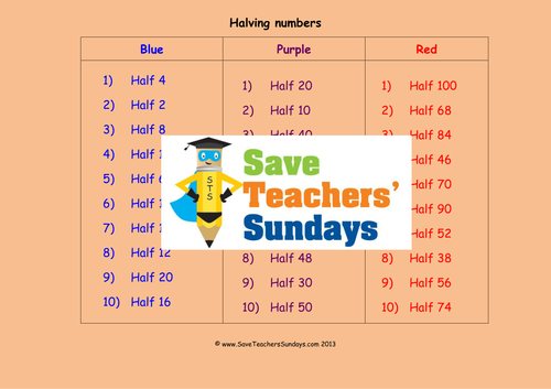 Halving KS1 Worksheets, Lesson Plans and Plenary