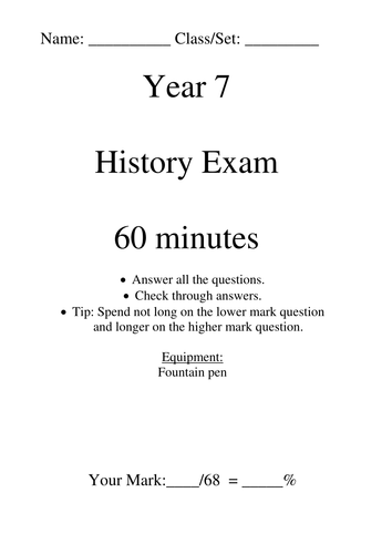 History Exam Package Year 7-8