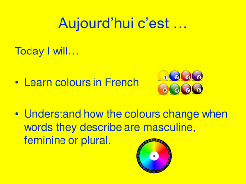 Colours agreement in French