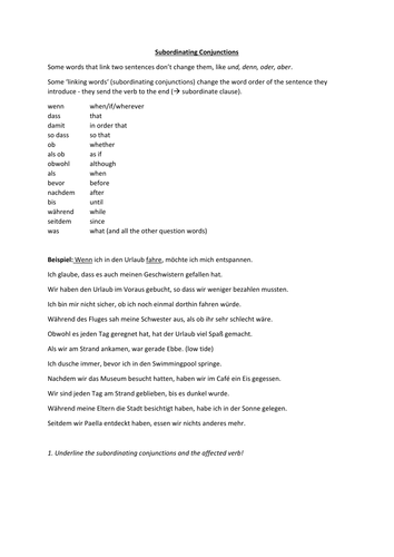 Subordinating conjunctions