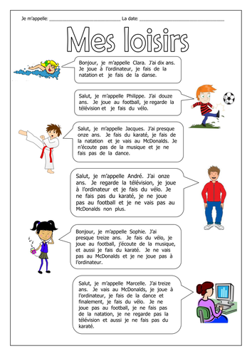 FRENCH - HOBBIES - Mes Loisirs - Worksheets