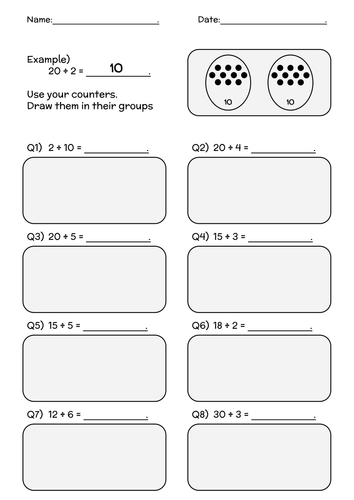 simple division worksheet teaching resources