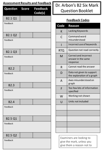 B2 AQA Six Mark Questions