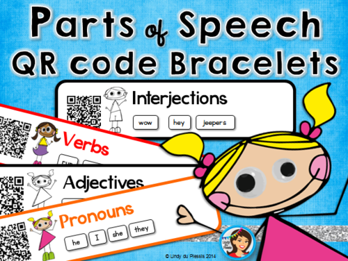 Parts of Speech QR Code Bracelets