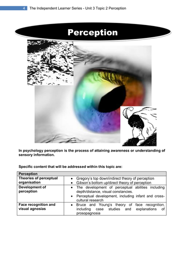 PSYA3 Topic 2 Perception (AQA Old Specification)
