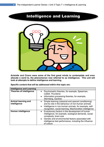 PSYA3 Topic 7 Intelligence and Learning (AQA Old Specification)