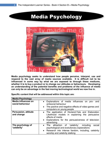 PSYA4 Section B Media Psychology (AQA Old Specification)
