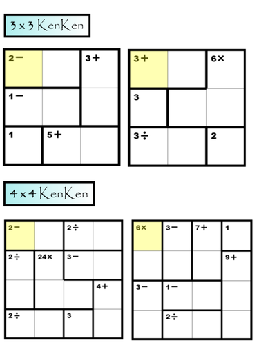 kenken puzzles by danscovell teaching resources tes