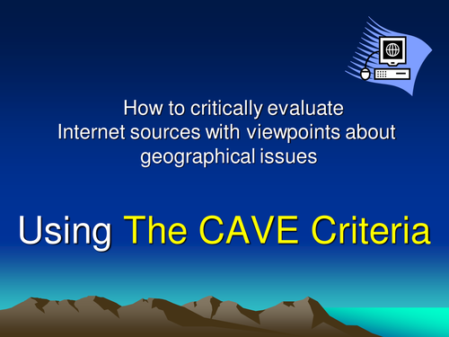 Critically evaluating Internet sources with viewpoints about geographical issues