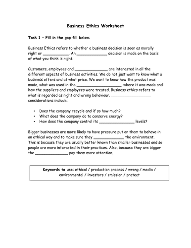 business ethics csr corporate social responsibility business studies gcse ppt tasks teaching resources