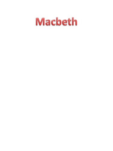 Macbeth: Plot Activity 