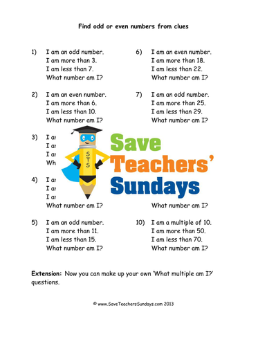 Odd, Even and Multiples KS1 Worksheets, Lesson Plans, Model and Plenary