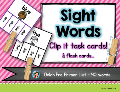 Sight Words Dolch Clip it Cards (Pre-Primer List)