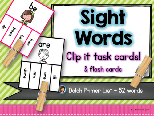 Sight Words Dolch Clip it Cards (Primer List)