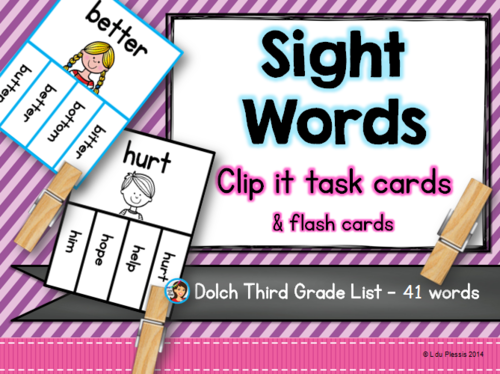 Sight Words Dolch Clip it Cards (Third Grade List)