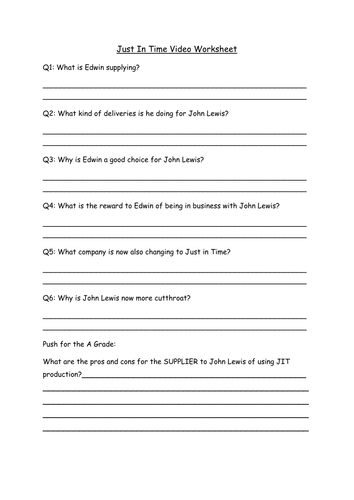 GCSE AQA Lean Production JIT and Kaizen