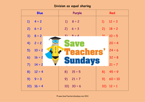 Division As Sharing KS1 Worksheets, Lesson Plans and Other Teaching Resources