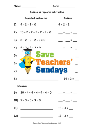 repeated subtraction ks1 worksheets lesson plans and plenary teaching resources