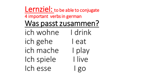 KS3 German- introduction to conjugation