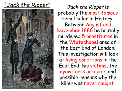 Jack the Ripper Victims Numeracy Tasks