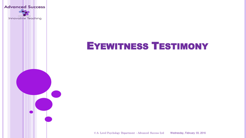 Powerpoint - AQA New Specification - 9.4 Eyewitness Testimony
