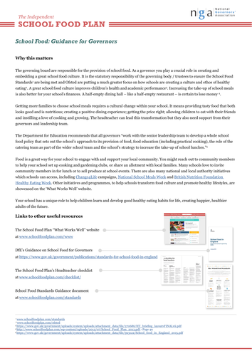 School Food: Guidance for Governors